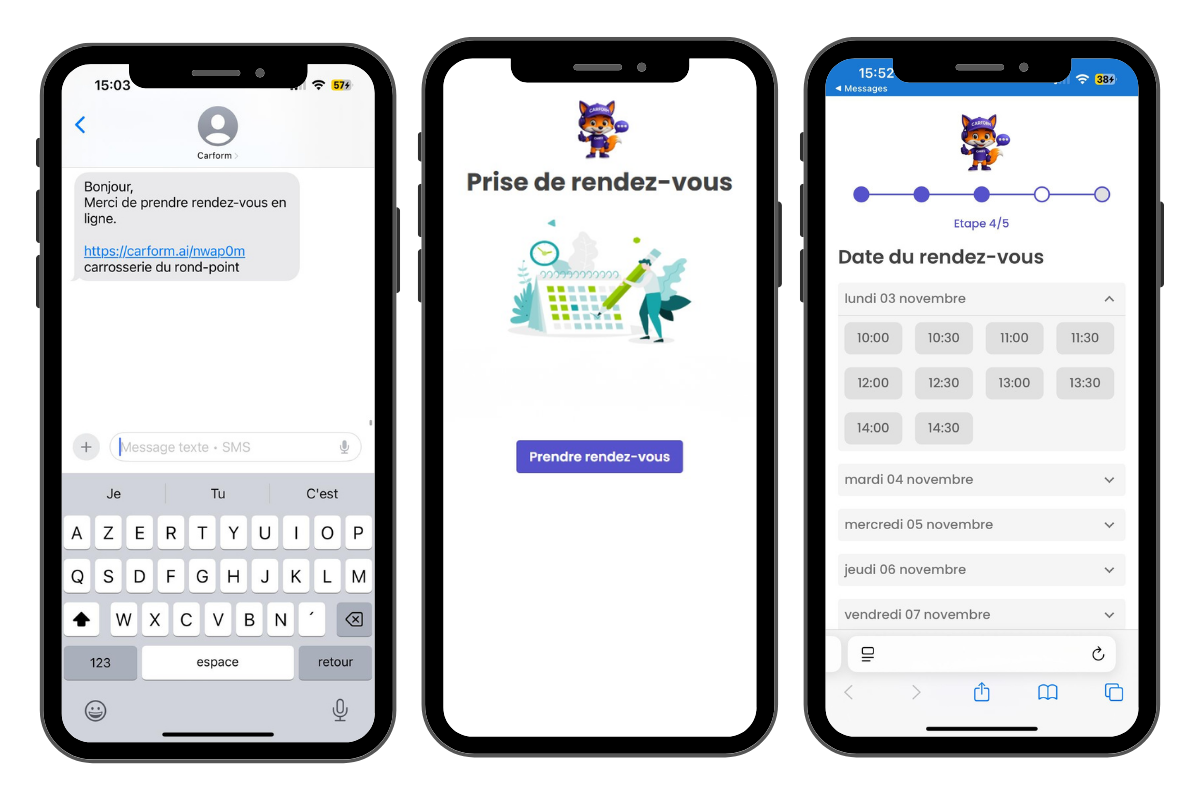 Prise de RDV en ligne et réception digitalisée carrosserie Carform