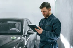 atelier VO devant un véhicule